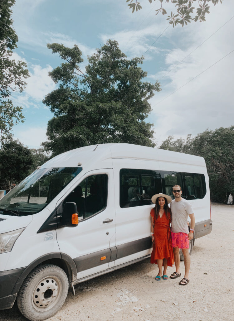 Couple by private van, Tulum transportation for luxury tours & getaways
