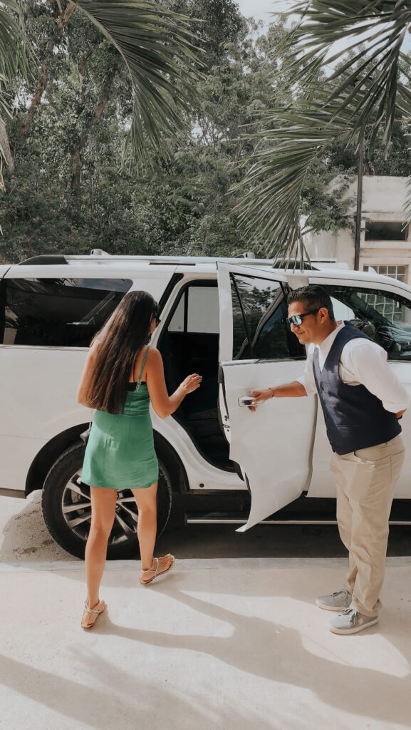 Guest using VIP private transportation with Go Tulum Travel
