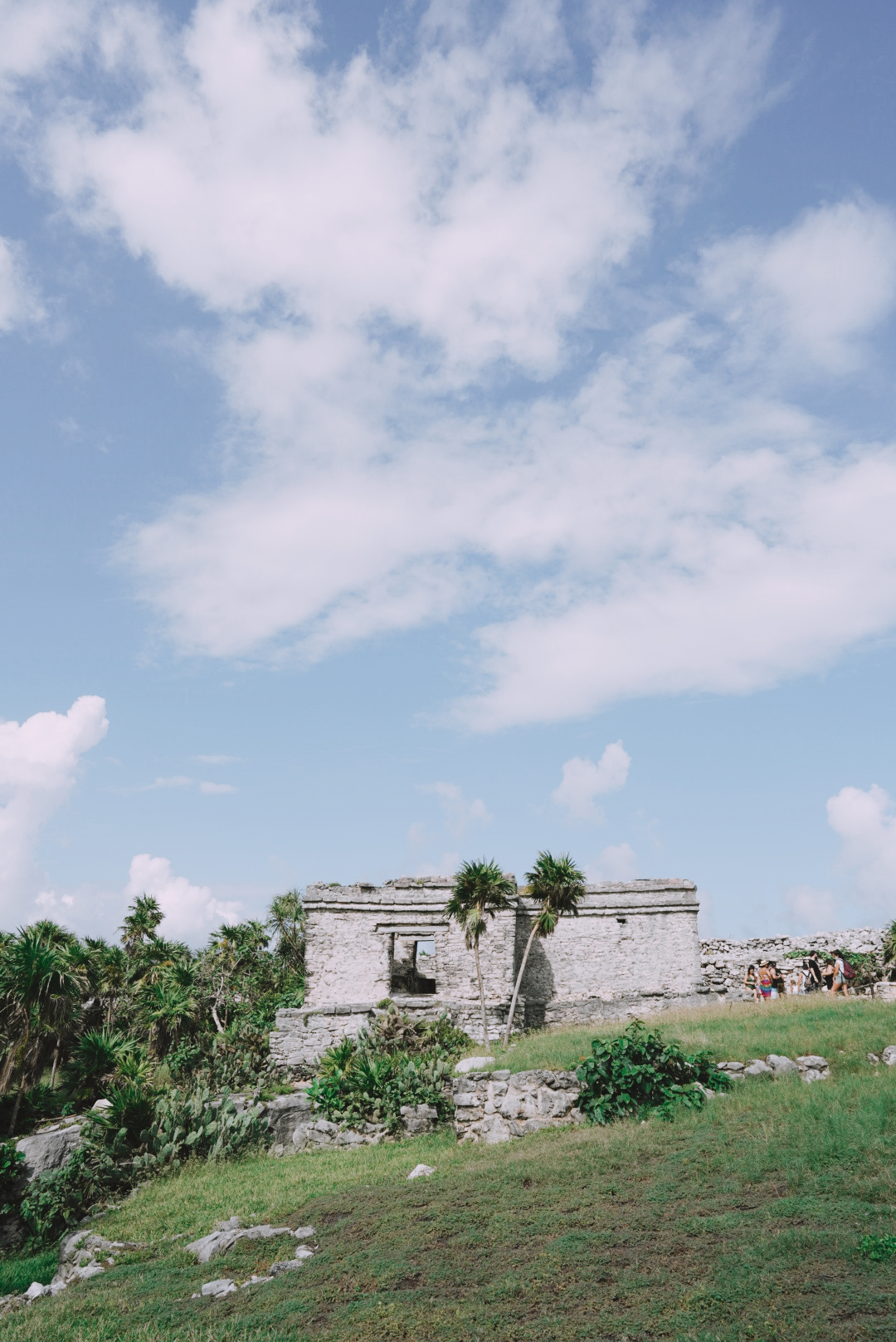 Ancient stone building at the Tulum Ruins overlooking the Caribbean coast